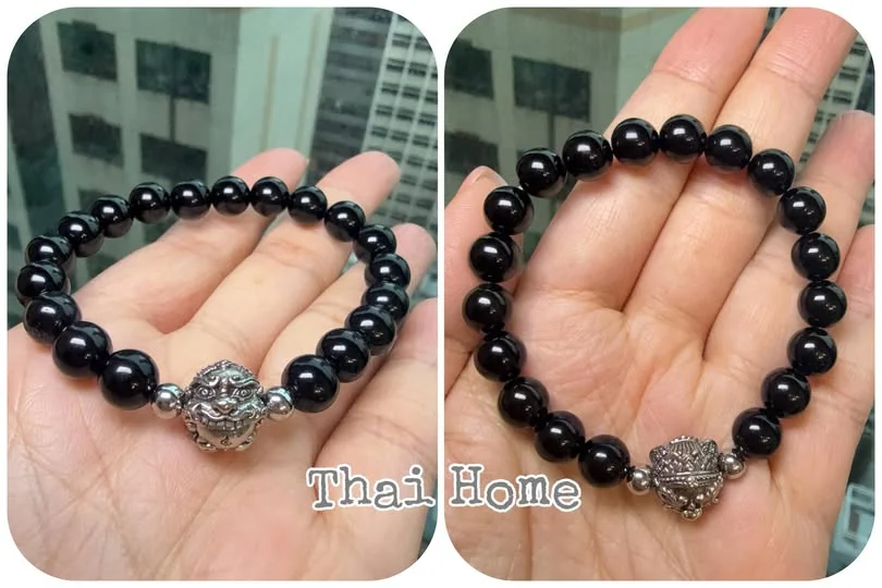 🌚拉胡天神（Rahu）铜球 + 黑曜石手链🖤